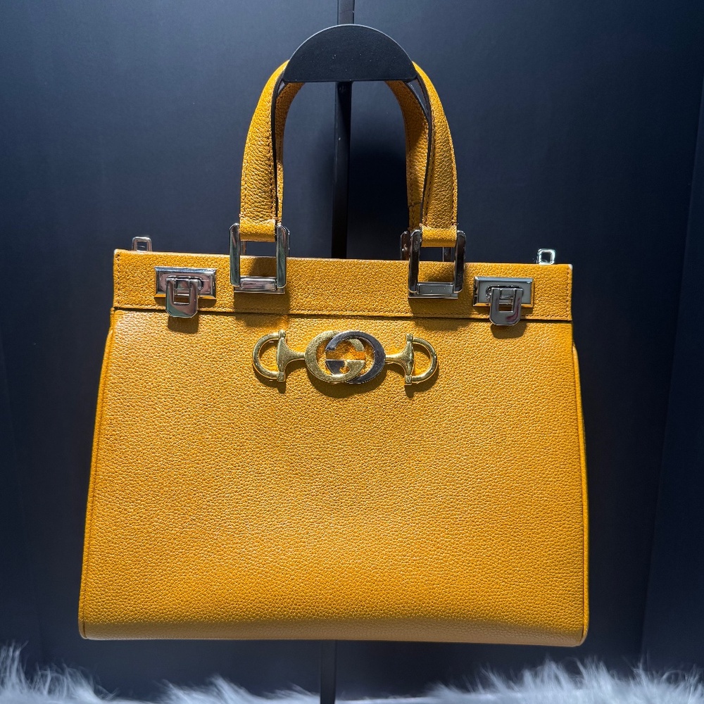 Gucci Orange Posillipo Grain Calfskin Zumi~with COA